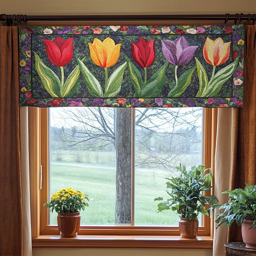 Dancing Tulips WN1706003CL Quilted Valance