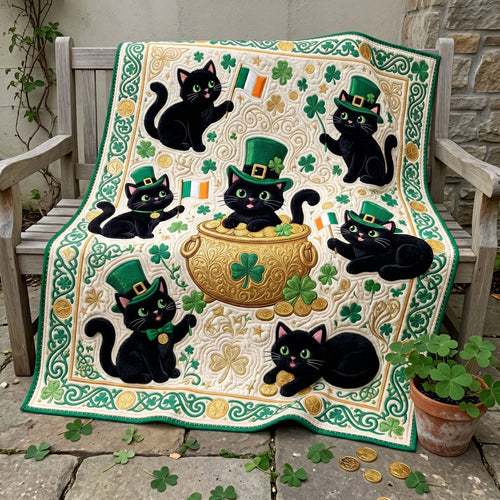 Lucky Black Cats And Gold Pot WN0705010CL Quilt