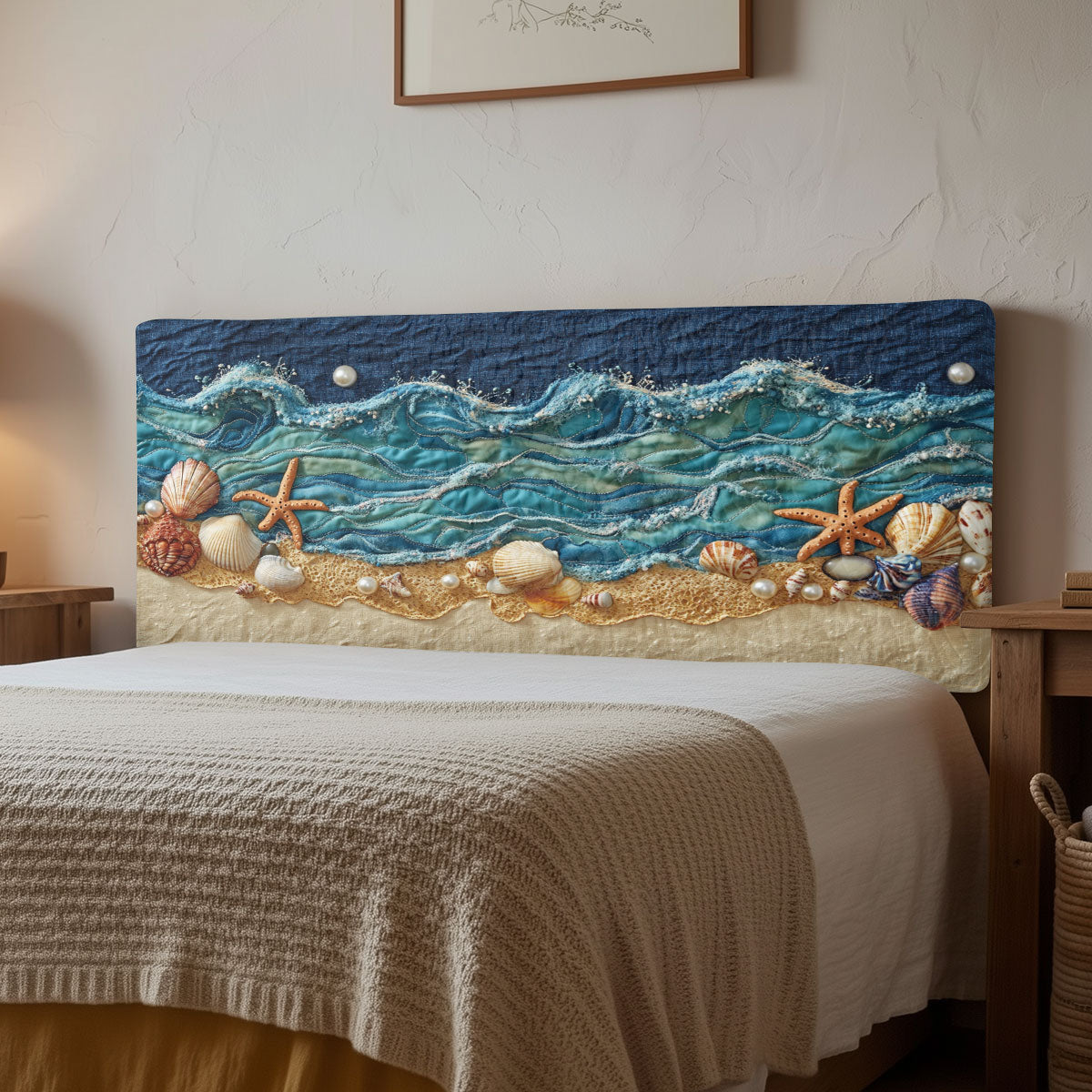Seashell Sand Wave CW1212051CL Quilted Headboard Slipcover