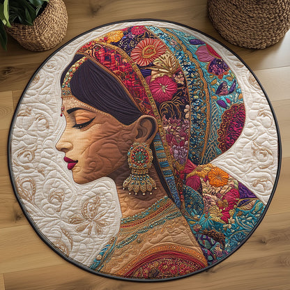 Indian Woman Portrait WJ0407043CL Quilted Round Mat