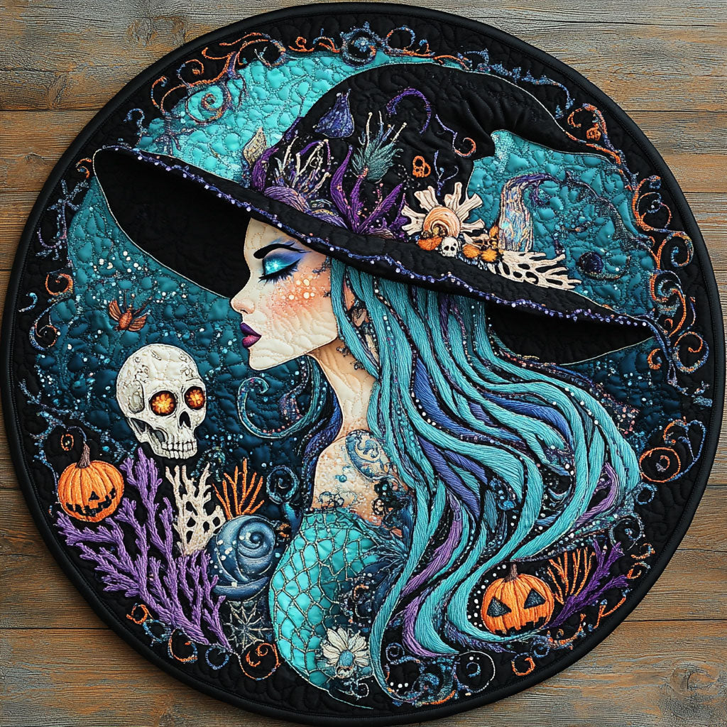 Emerald Mermaid Witch WN1908023CL Quilted Round Mat