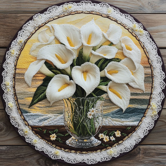 Calla Lily Whispering Sea WN1806024CL Quilted Round Mat