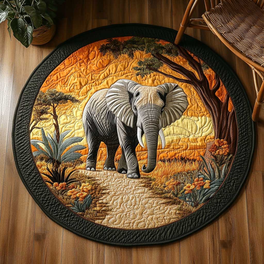 Echo Of The Elephant WN1903054CL Quilted Round Mat