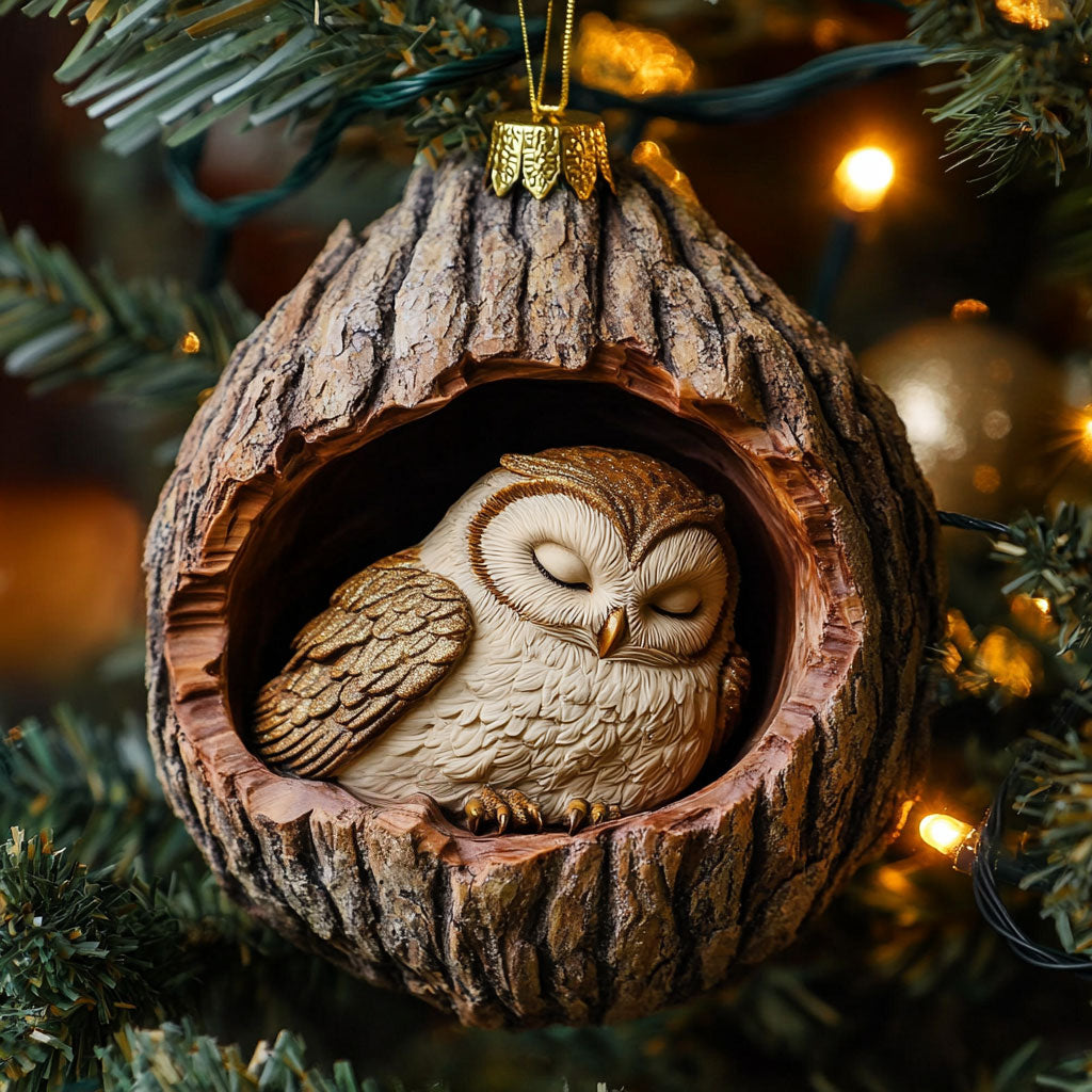 Sleeping Owl CW1701012CL Christmas Ornament