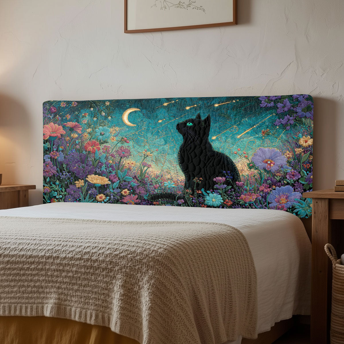 Mystic Night Cat CW2212027CL Quilted Headboard Slipcover