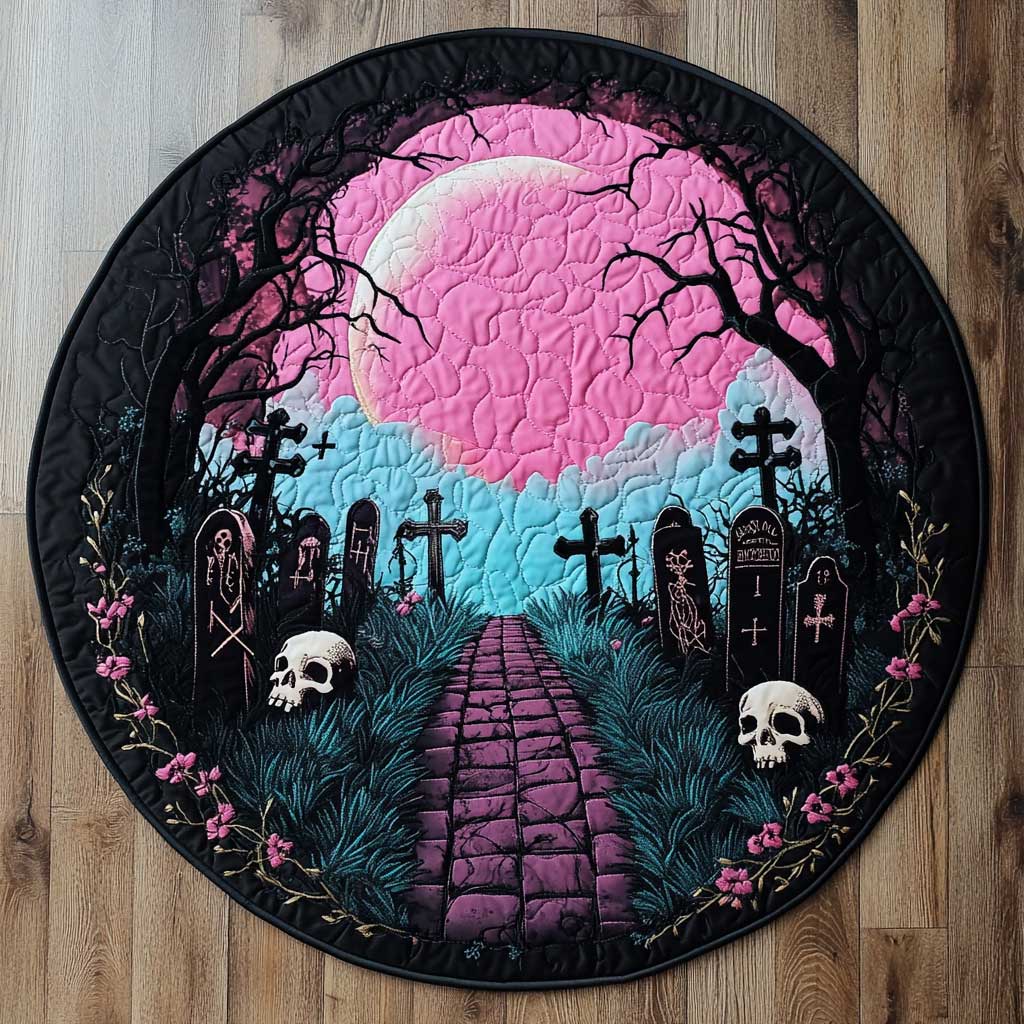 Crimson Graveyard WN2804012CL Quilted Round Mat