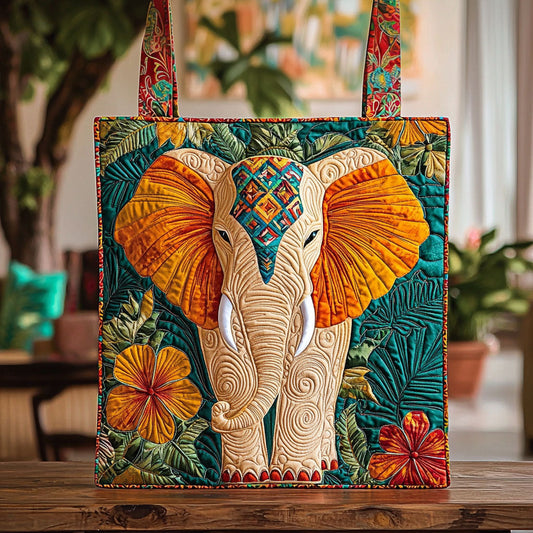 Vibrant Tropical Elephant QA0612016CL Quilted Tote Bag