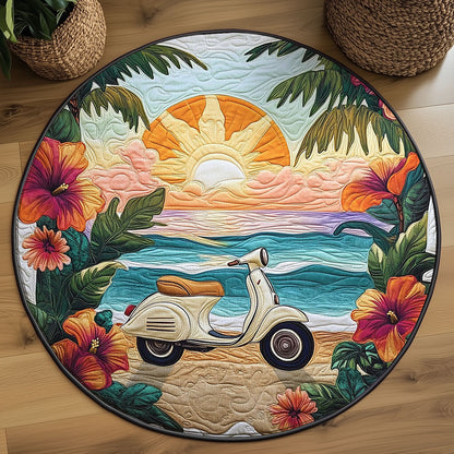 Vintage Coastal Scooter WJ0507050CL Quilted Round Mat