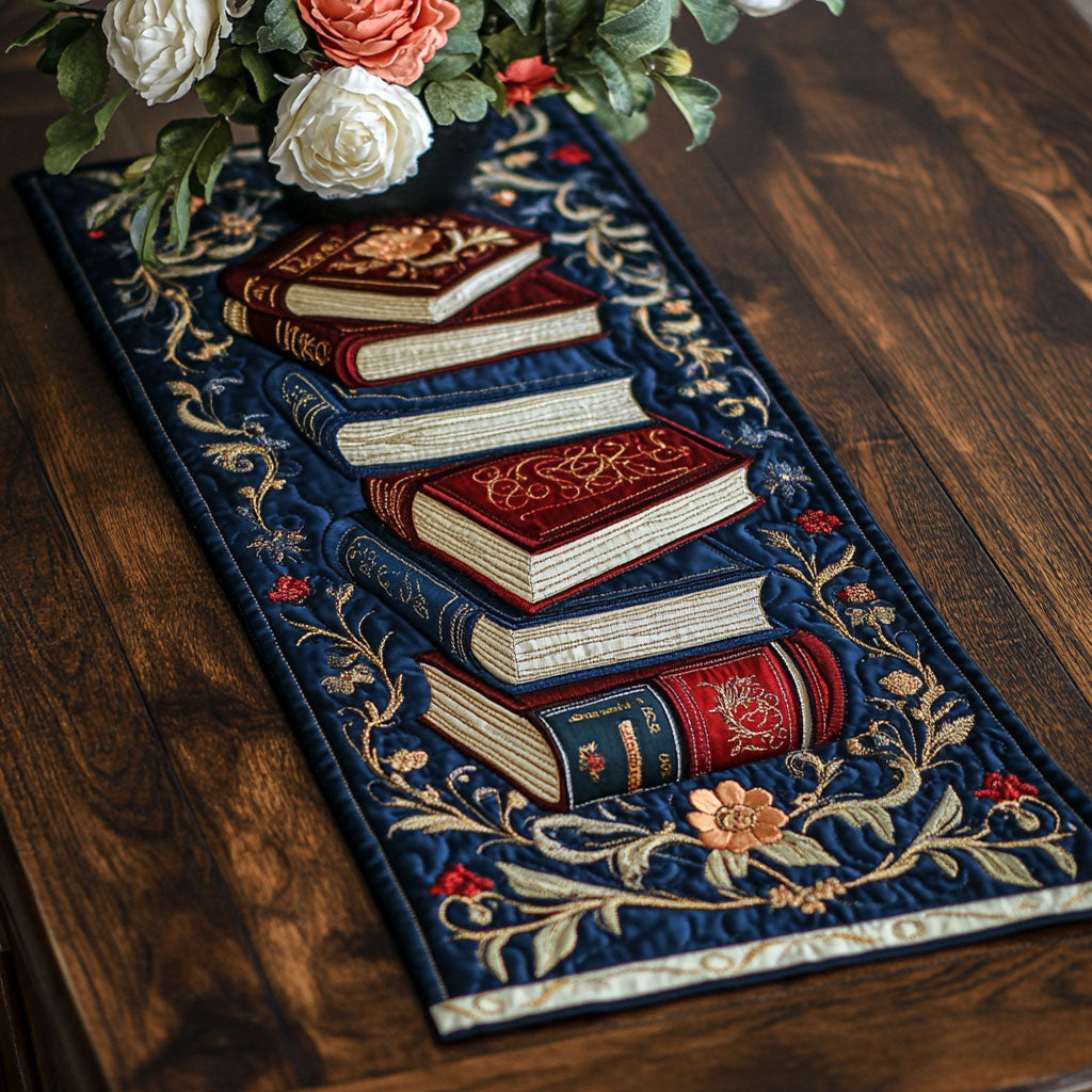 The Booklover’s Table WJ1706021CL Quilted Table Runner