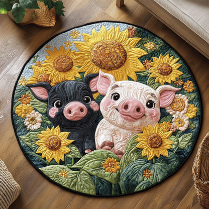 Happy Piglets KL0412018CL Quilted Round Mat