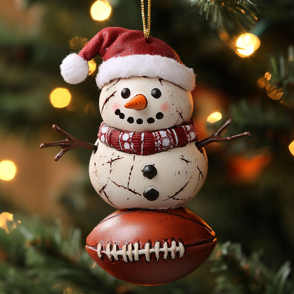 Snowman American Football CW2311038CL Christmas Ornament