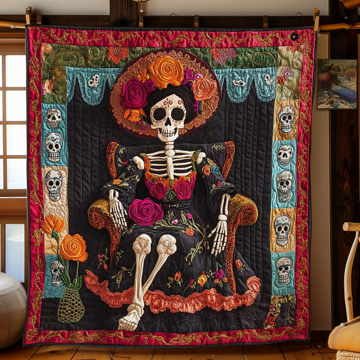 Skeleton In Bloom WN0703045CL Quilt