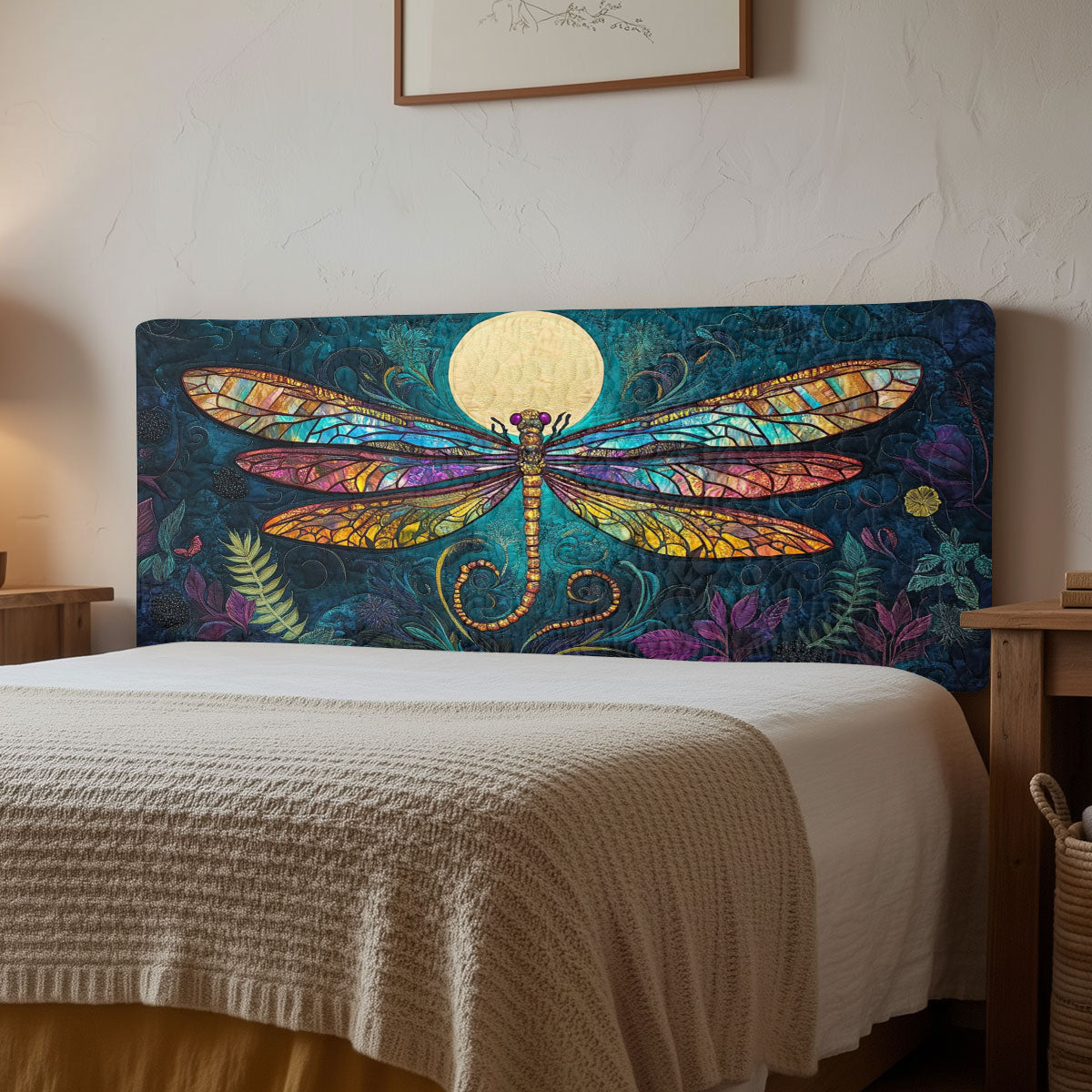Moonlit Dragonfly Glow CW1212023CL Quilted Headboard Slipcover