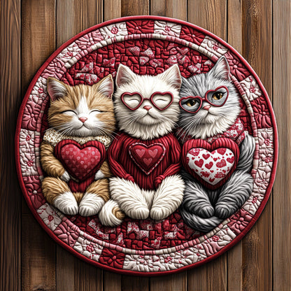 Purrfect Love KL1501038CL Quilted Round Mat
