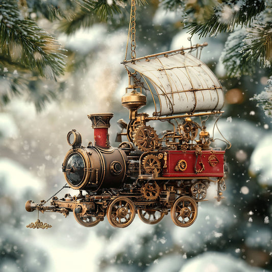 Steampunk Flying Carriage Gear Wings WN0412056CL Christmas Ornament