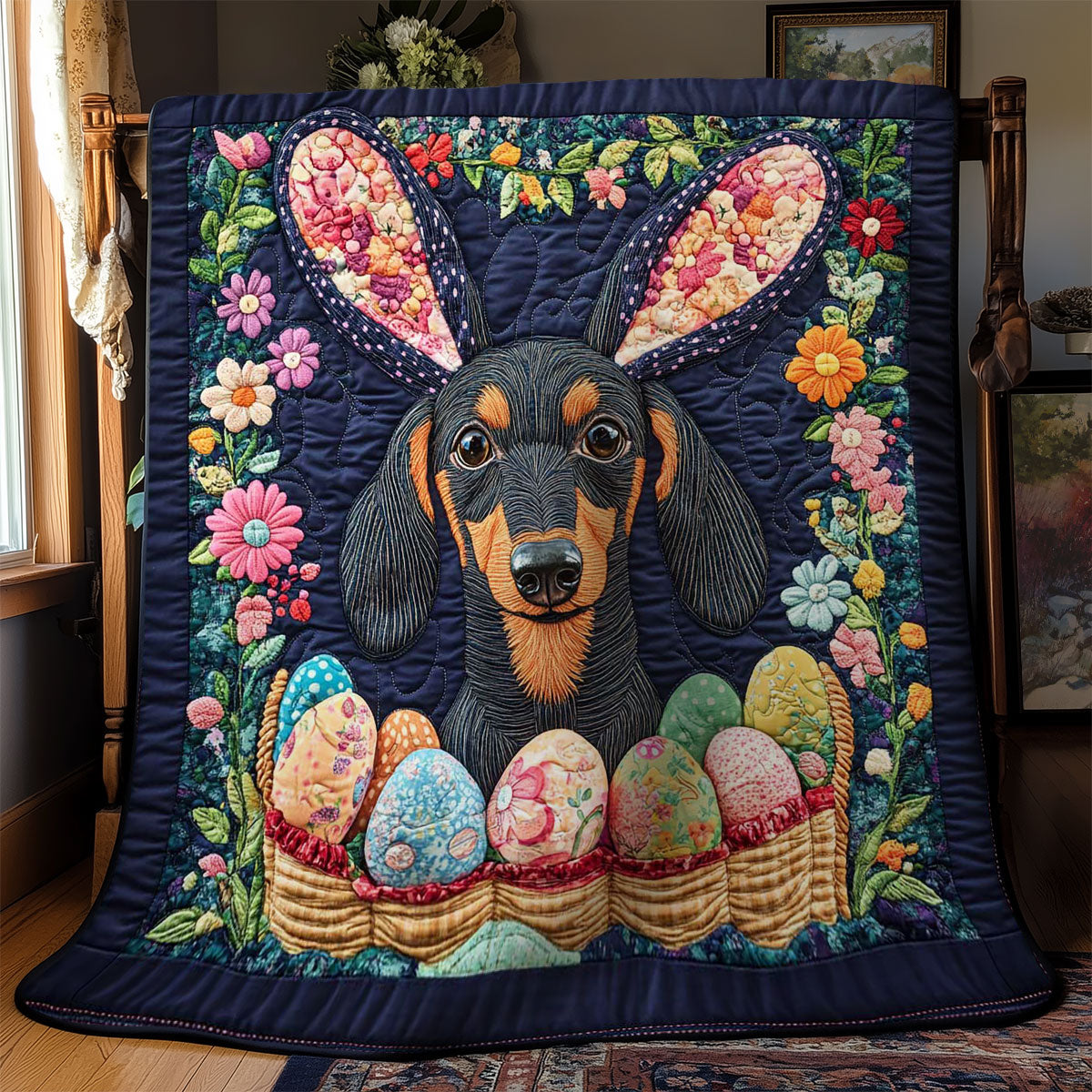 Dachshund Bunny Delight WN1501001CL Quilt