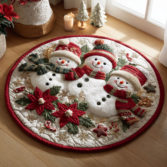 Snowman Gathering CW2410041CL Quilted Round Mat