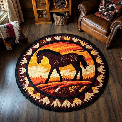 Sunset Horse WN0104054CL Quilted Round Mat