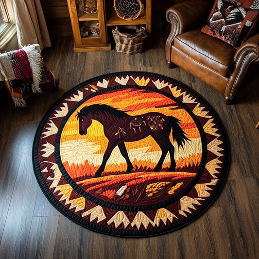Sunset Horse WN0104054CL Quilted Round Mat