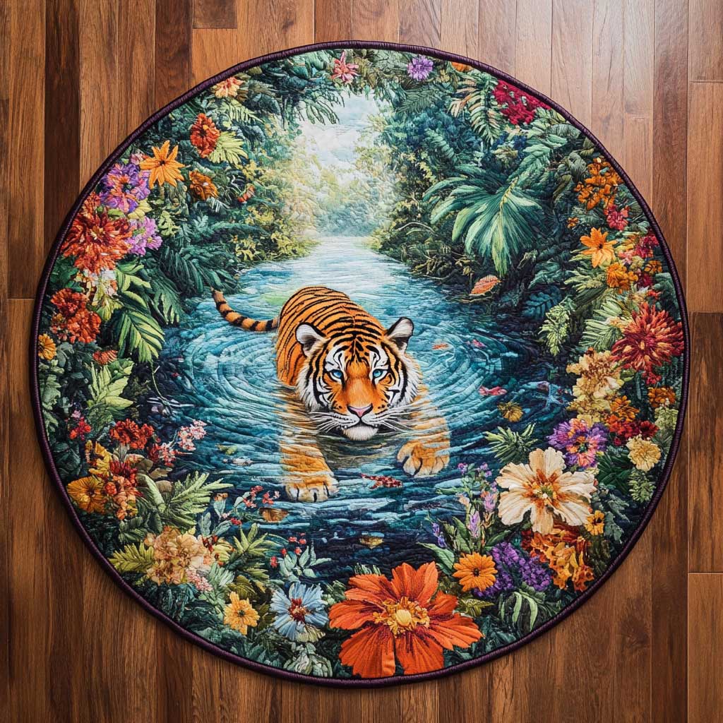 Tiger Gaze WN2205066CL Quilted Round Mat