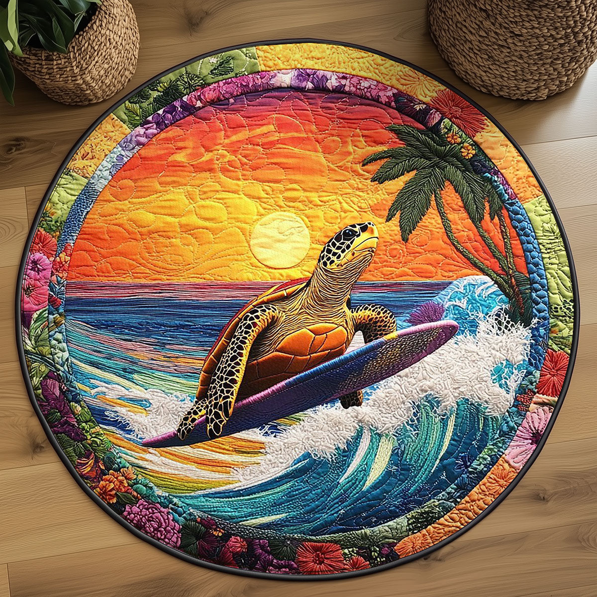 Turtle Splash WN3105061CL Quilted Round Mat