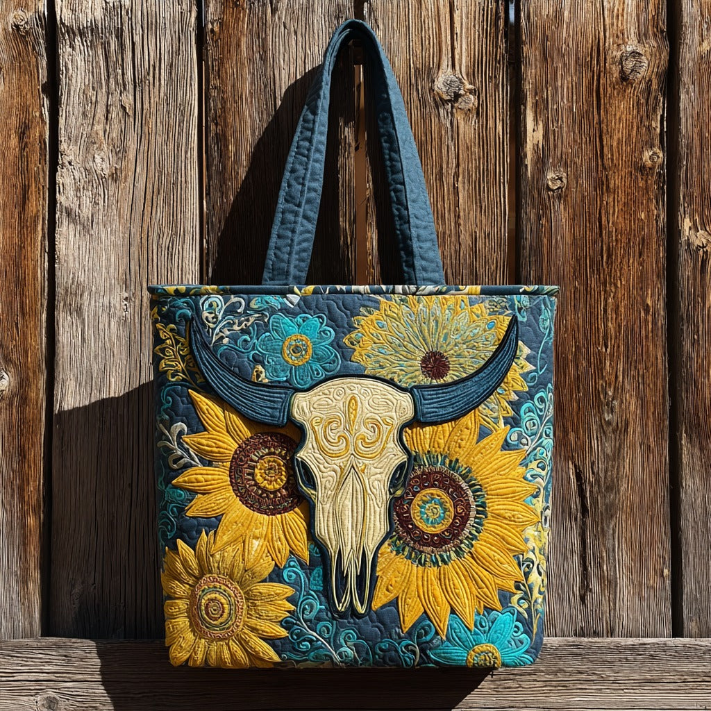 Sunflower Western Bull XR2411010CL Quilted Tote Bag