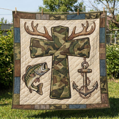 Faith And Outdoors Camo Cross WN1004005CL Quilt