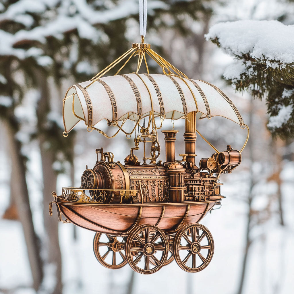 Steampunk Flying Carriage Steam Sailer WN0412060CL Christmas Ornament