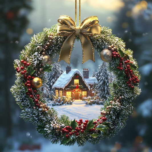 Wreath Snow Village WN2611035CL Christmas Ornament