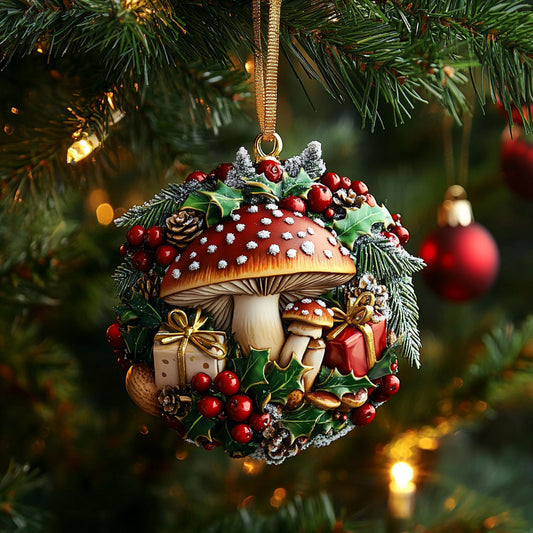 Snowy Pine Mushroom WN2310055CL Christmas Ornament