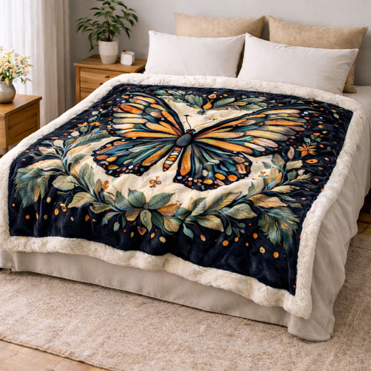 Botanical Butterfly KL0302005CL Faux Fur Throw Blanket