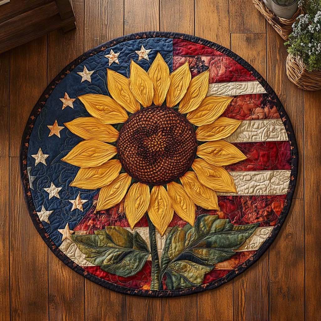 Sunflower Heartland WN1206072CL Quilted Round Mat