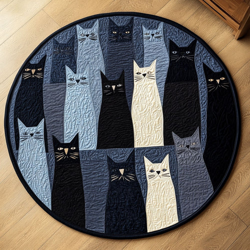 Cat Night WN0407035CL Quilted Round Mat