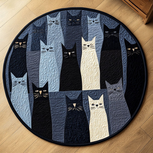 Cat Night WN0407035CL Quilted Round Mat