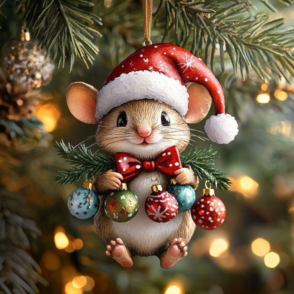 Festive Mouse WN1512025CL Christmas Ornament