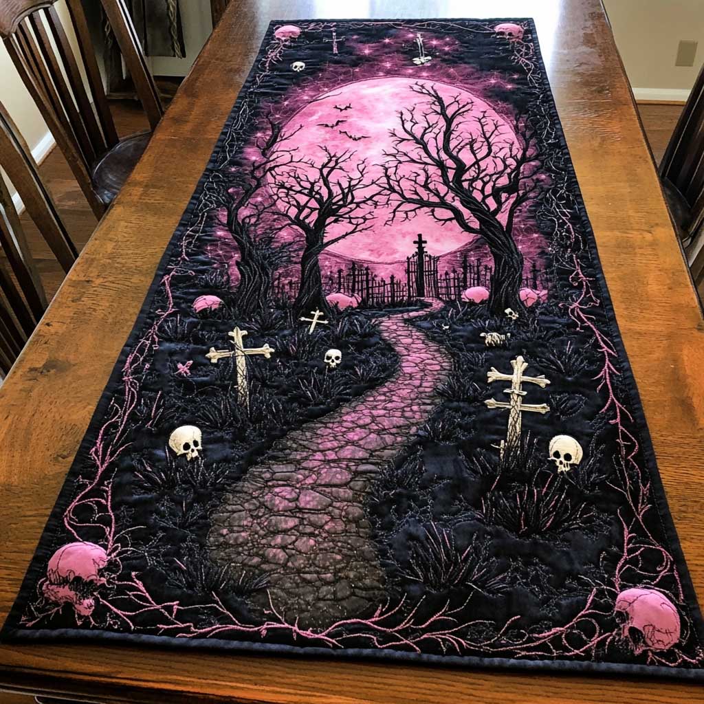 Moonlit Graveyard WN2804044CL Quilted Table Runner