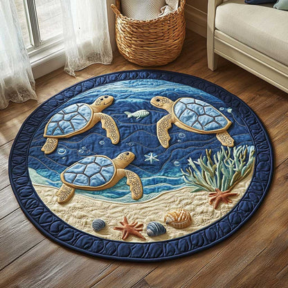 Drifting Turtle WN1403015CL Quilted Round Mat