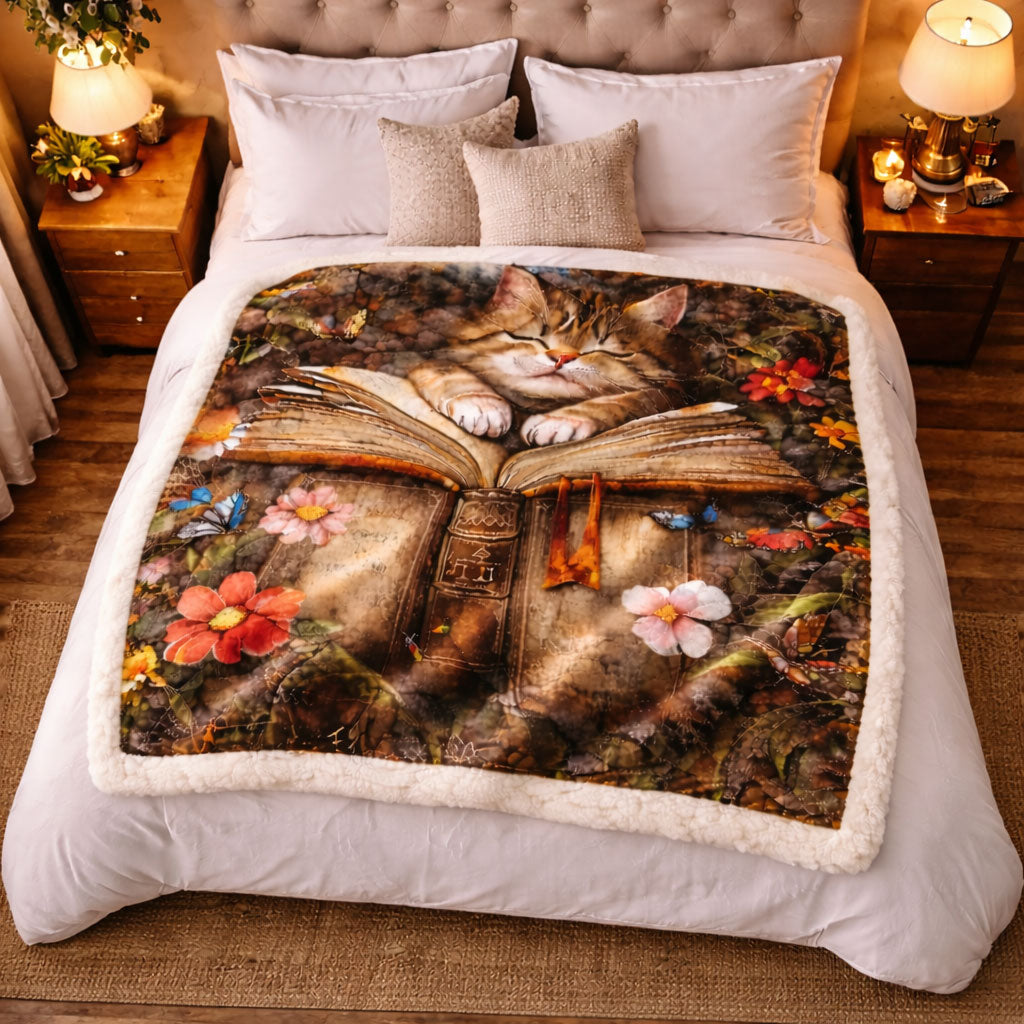 Catnap on a Storybook KL3101007CL Faux Fur Throw Blanket