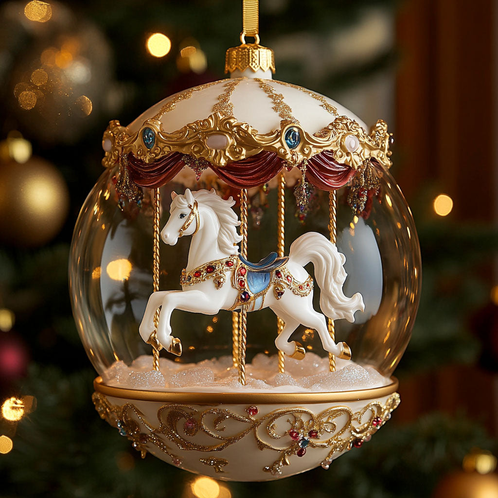 Globe Carousel Horse CW2611027CL Christmas Ornament