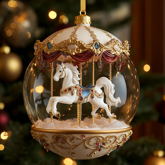 Globe Carousel Horse CW2611027CL Christmas Ornament