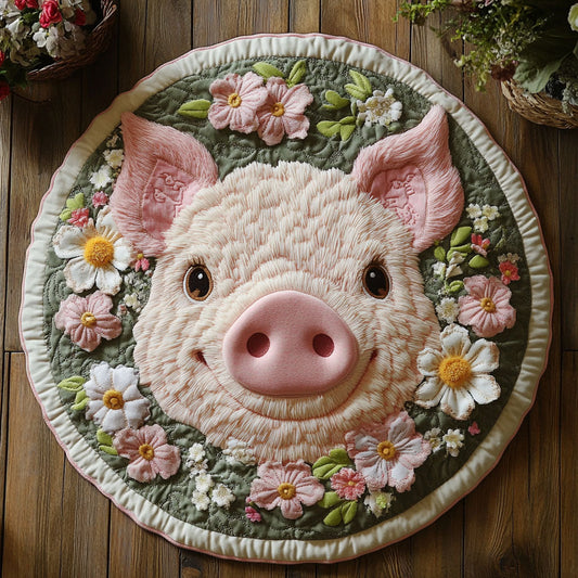 Piggy Smile CP2804009CL Quilted Round Mat