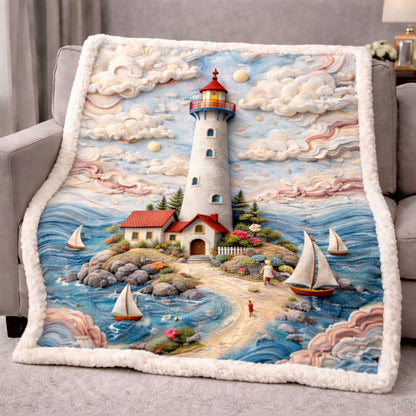 Coastal Lighthouse KL3001007CL Faux Fur Throw Blanket