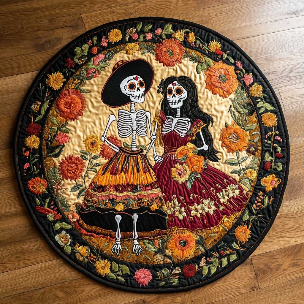 Skeleton Embrace WN0805080CL Quilted Round Mat