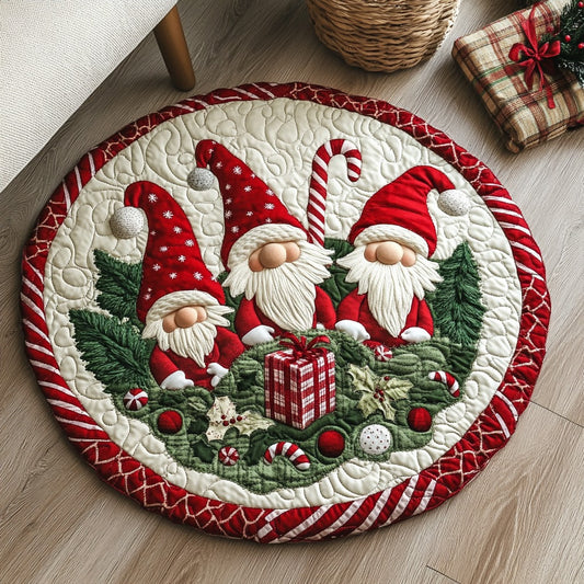 Christmas Gnomes XR0611022CL Quilted Round Mat
