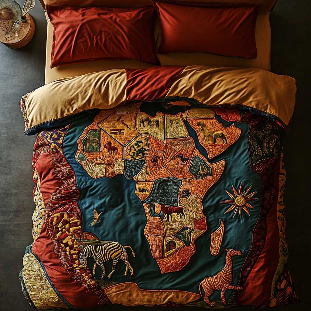 African Maps WN1103076CL Duvet Cover Set