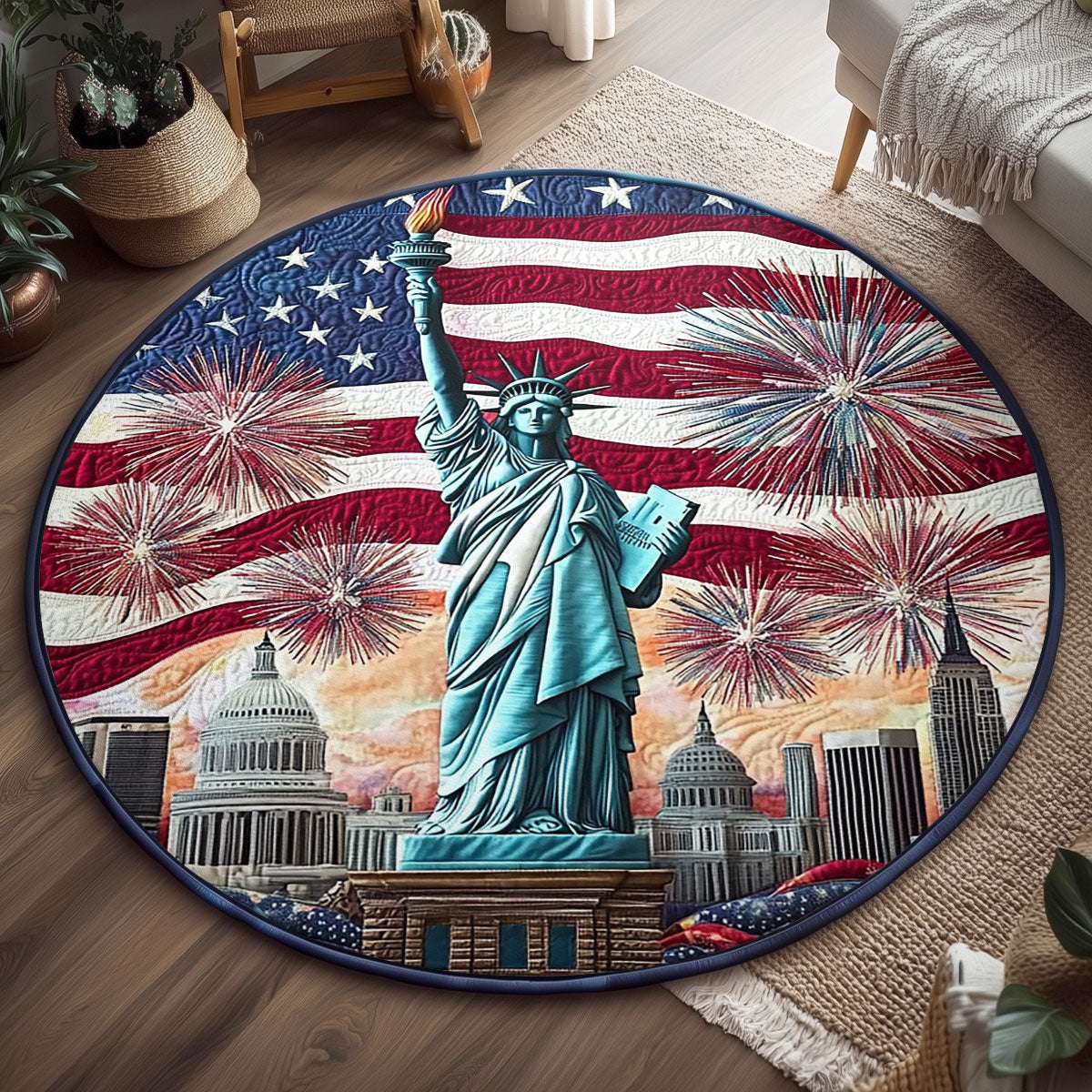 Stars Of Liberty WJ1006049CL Quilted Round Mat