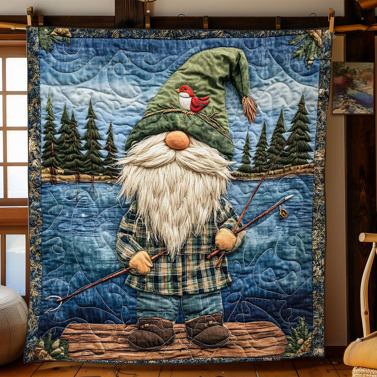 Gnome's Fishing Spot WN0901020CL Quilt