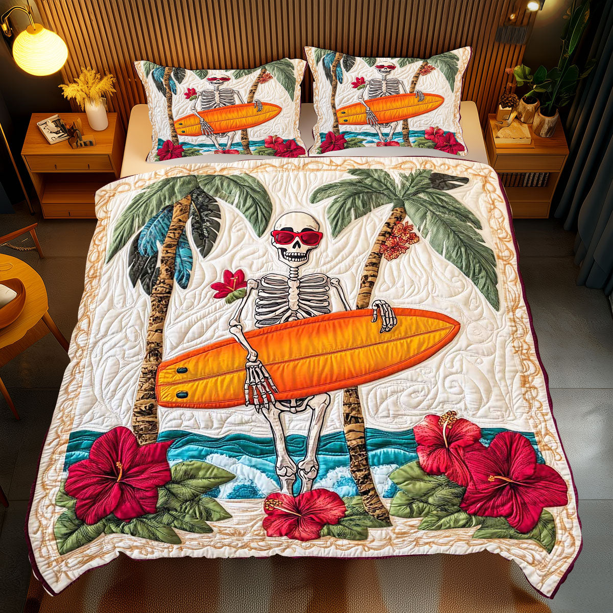 Funny Surfing Skeleton WP0701053CL Duvet Cover Set