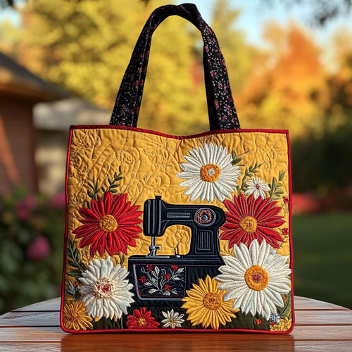 Classic Chrysanthemum Sewing Machine WN2014110CL Quilted Tote Bag