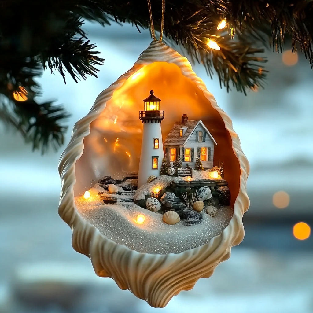 Lighthouse Winter Shore WN0912035CL Christmas Ornament